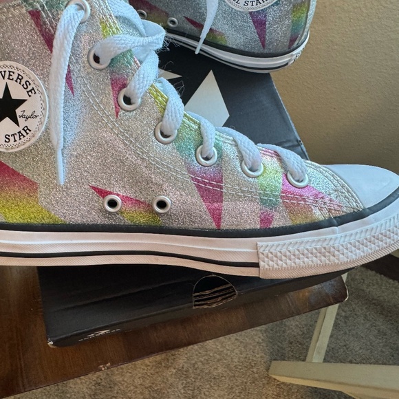 CTAS HI- Converse Girls High Tops, Silver, Aqua, White - Picture 15 of 15